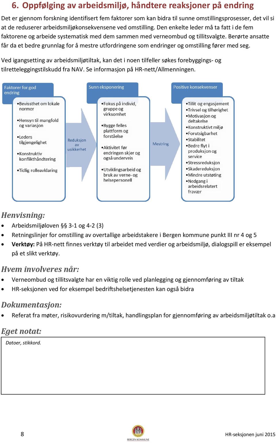 Berørte ansatte får da et bedre grunnlag for å mestre utfordringene som endringer og omstilling fører med seg.