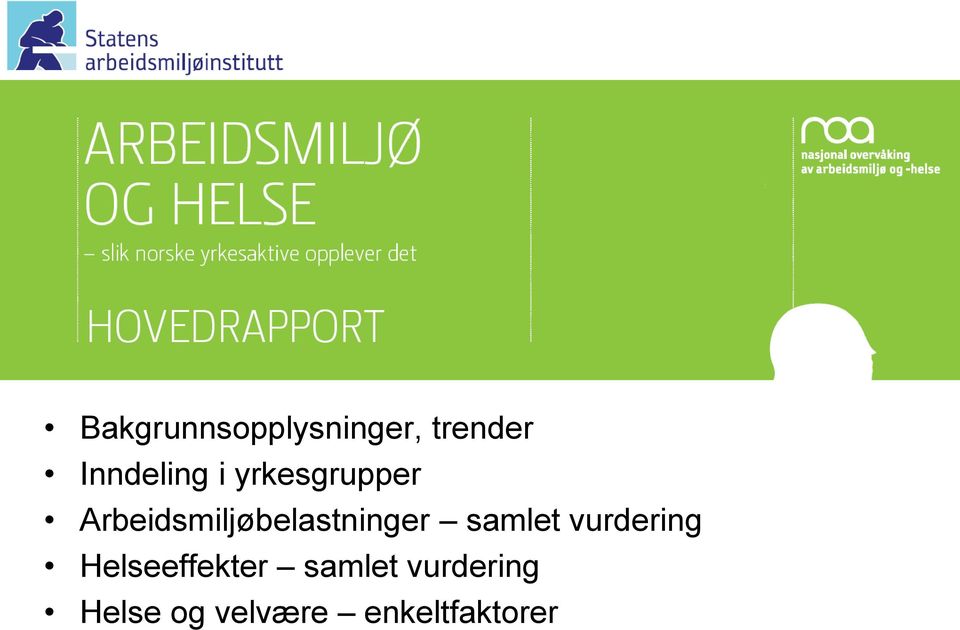 Arbeidsmiljøbelastninger samlet