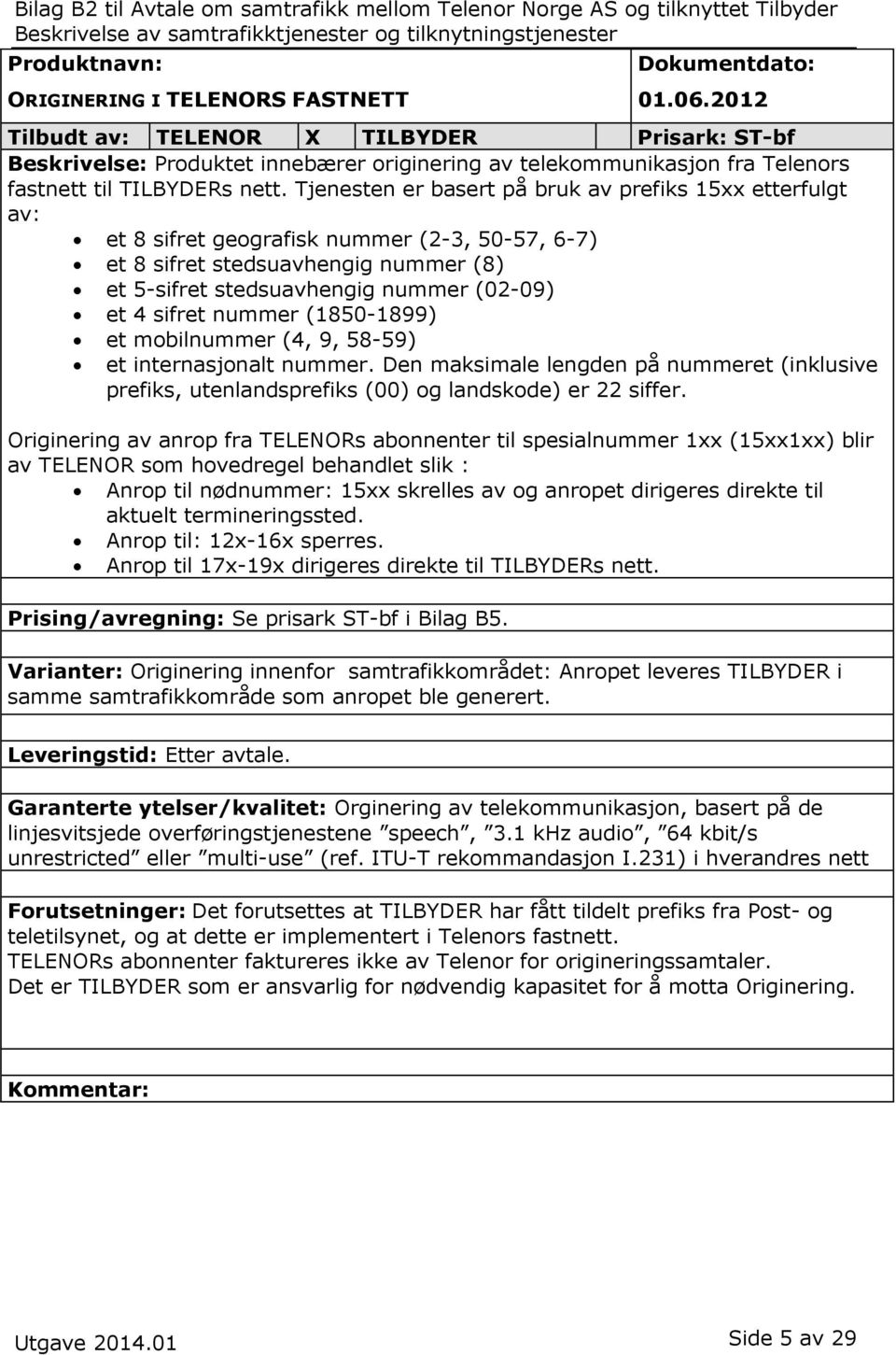 Tjenesten er basert på bruk av prefiks 15xx etterfulgt av: et 8 sifret geografisk nummer (2-3, 50-57, 6-7) et 8 sifret stedsuavhengig nummer (8) et 5-sifret stedsuavhengig nummer (02-09) et 4 sifret