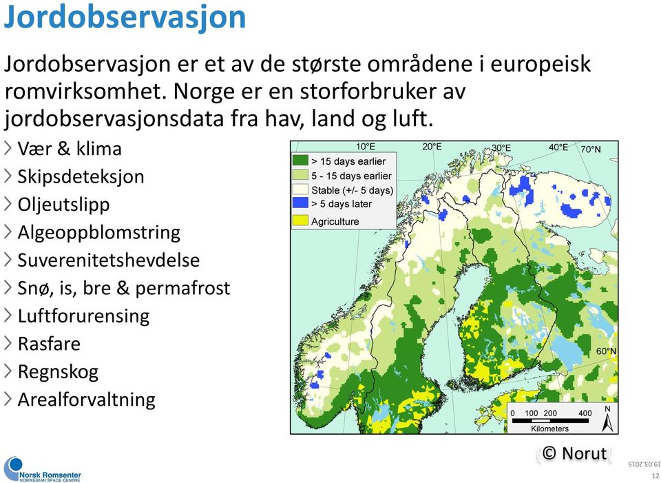 Norge er en storforbruker av jordobservasjonsdata fra hav, land og luft.