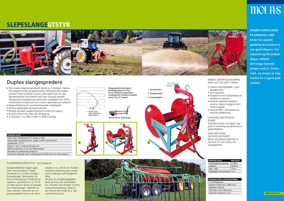 Modulene kan koples sammen med standard 3-punkt, eller kjøres hver for seg. Spredemodulen kan leveres med hydr. sving på spreder, stengeventil (kuletype) og manometer.