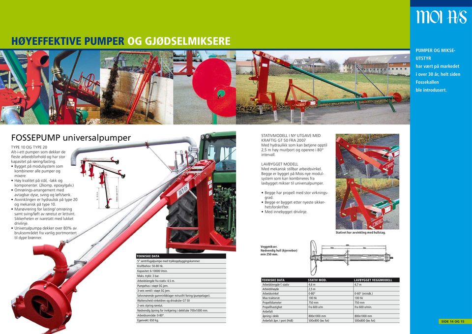 Bygget på modulsystem som kombinerer alle pumper og mixere Høy kvalitet på stål, -lakk og komponenter. (2komp. epoxy/galv.) Omrørings- arrangement med avtagbar dyse, sving og løft/senk.