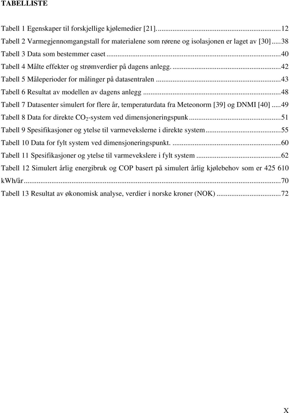 .. 48 Tabell 7 Datasenter simulert for flere år, temperaturdata fra Meteonorm [39] og DNMI [40]... 49 Tabell 8 Data for direkte CO 2 -system ved dimensjoneringspunk.