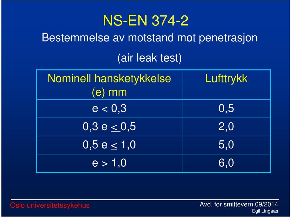 hansketykkelse (e) mm e < 0,3 0,3 e <