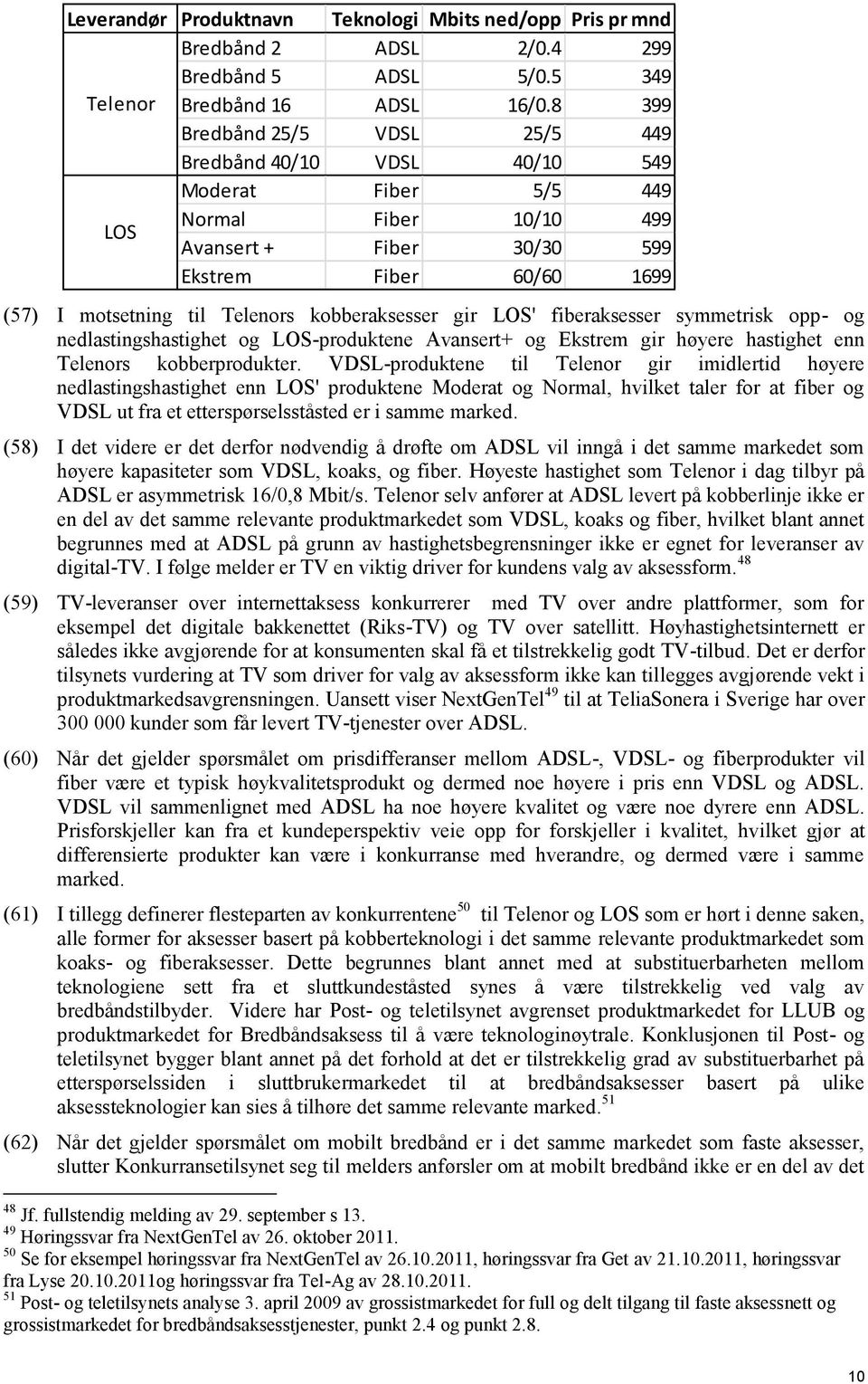 kobberaksesser gir LOS' fiberaksesser symmetrisk opp- og nedlastingshastighet og LOS-produktene Avansert+ og Ekstrem gir høyere hastighet enn Telenors kobberprodukter.