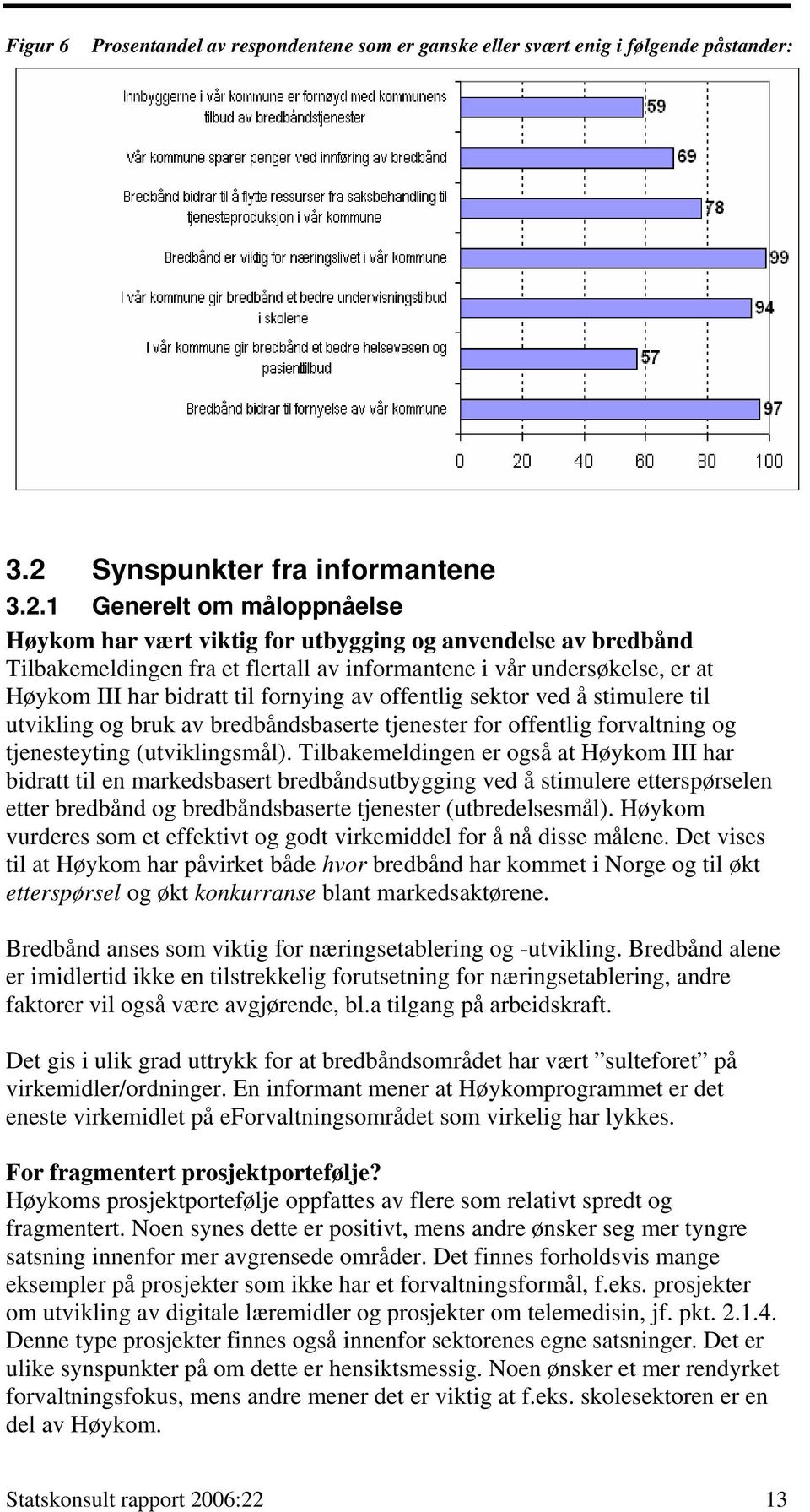 1 Generelt om måloppnåelse Høykom har vært viktig for utbygging og anvendelse av bredbånd Tilbakemeldingen fra et flertall av informantene i vår undersøkelse, er at Høykom III har bidratt til