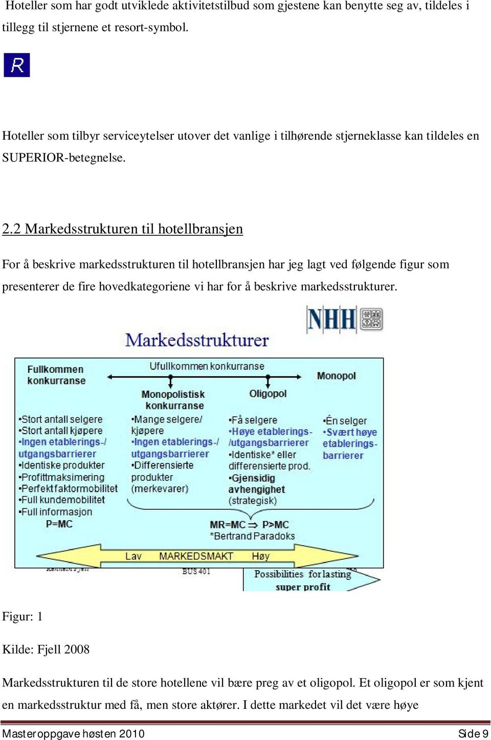 2 Markedsstrukturen til hotellbransjen For å beskrive markedsstrukturen til hotellbransjen har jeg lagt ved følgende figur som presenterer de fire hovedkategoriene vi har