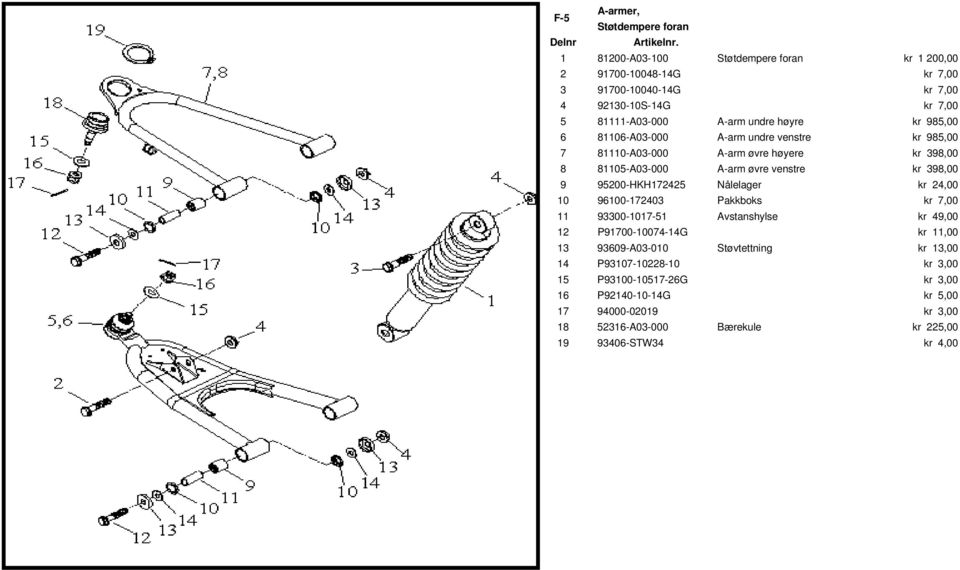 kr 398,00 9 95200-HKH172425 Nålelager kr 24,00 10 96100-172403 Pakkboks kr 7,00 11 93300-1017-51 Avstanshylse kr 49,00 12 P91700-10074-14G kr 11,00 13 93609-A03-010