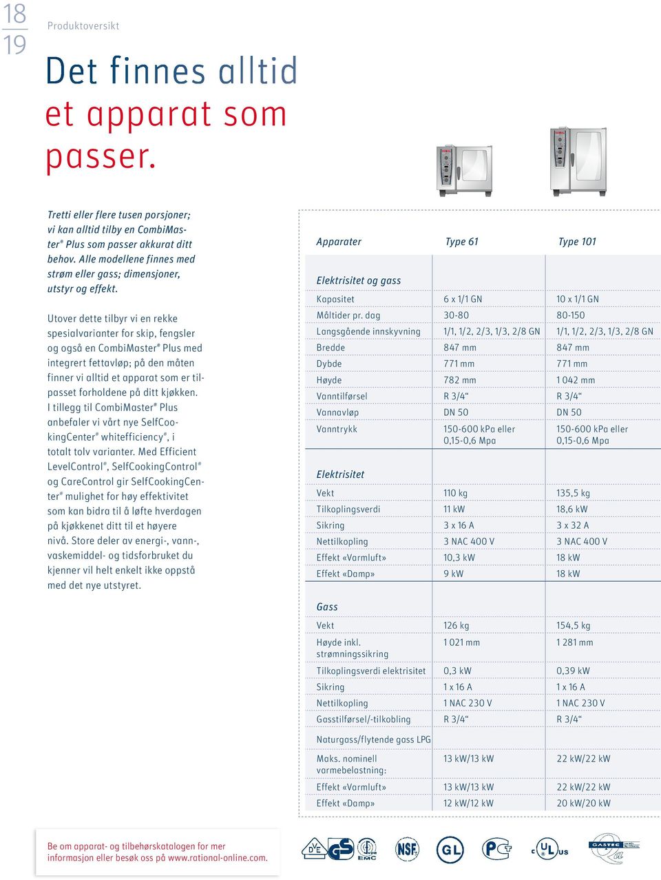 Utover dette tilbyr vi en rekke spesialvarianter for skip, fengsler og også en CombiMaster Plus med integrert fettavløp; på den måten finner vi alltid et apparat som er tilpasset forholdene på ditt