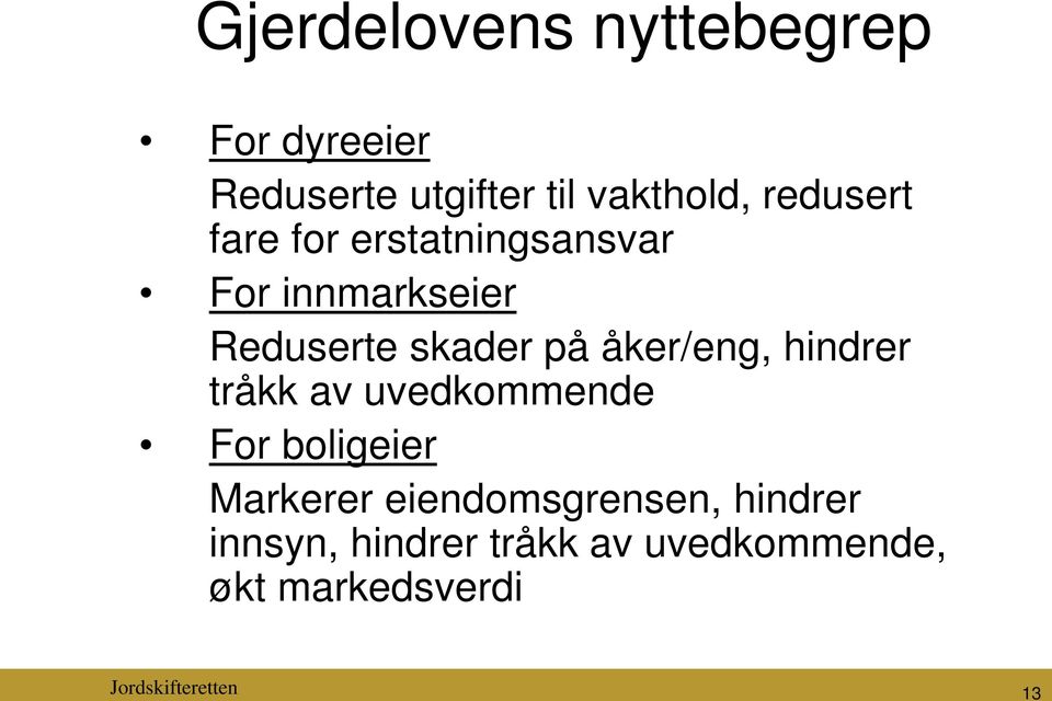 åker/eng, hindrer tråkk av uvedkommende For boligeier Markerer