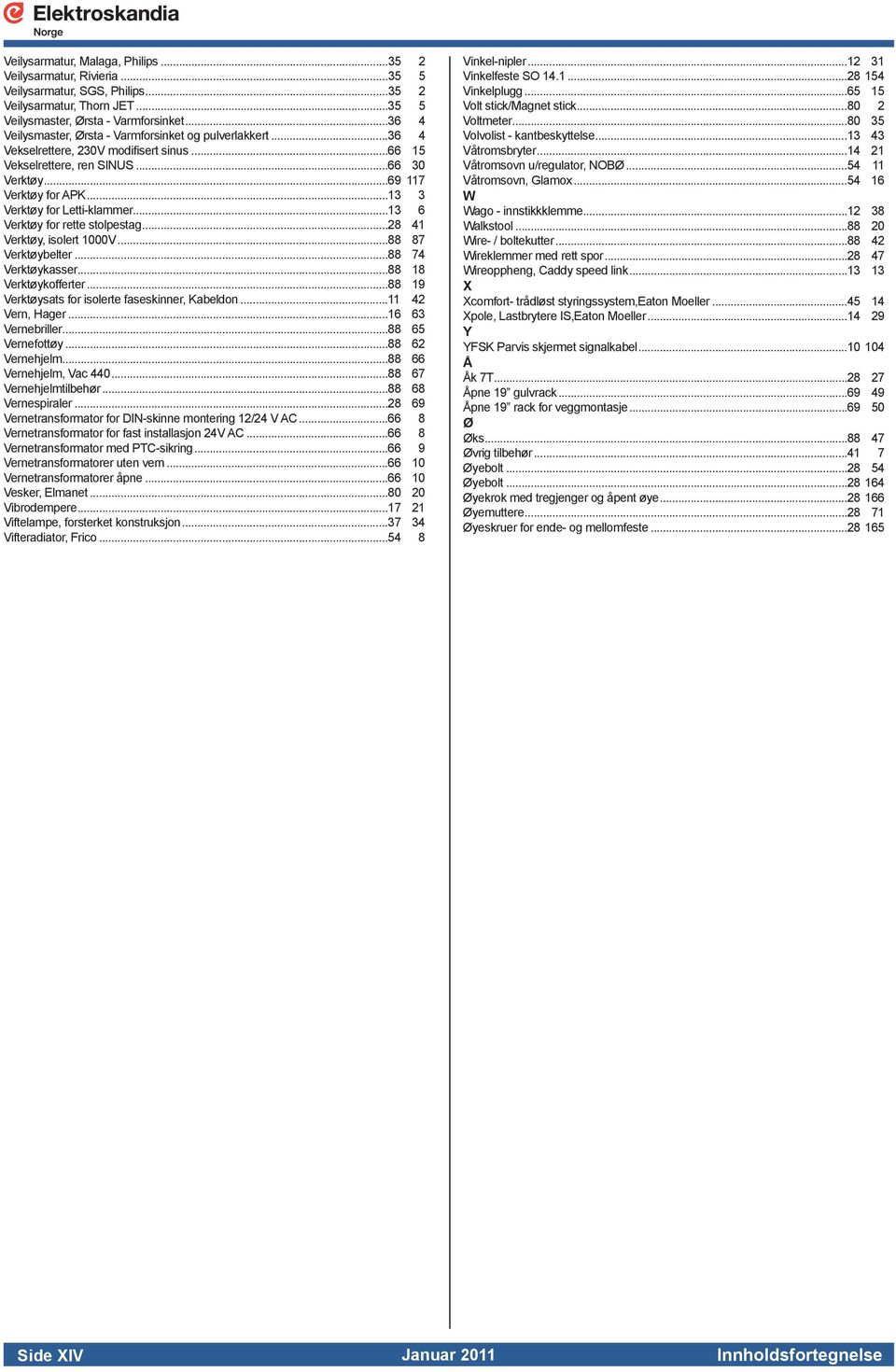 ..13 3 Verktøy for Letti-klammer...13 6 Verktøy for rette stolpestag...28 41 Verktøy, isolert 1000V...88 87 Verktøybelter...88 74 Verktøykasser...88 18 Verktøykofferter.