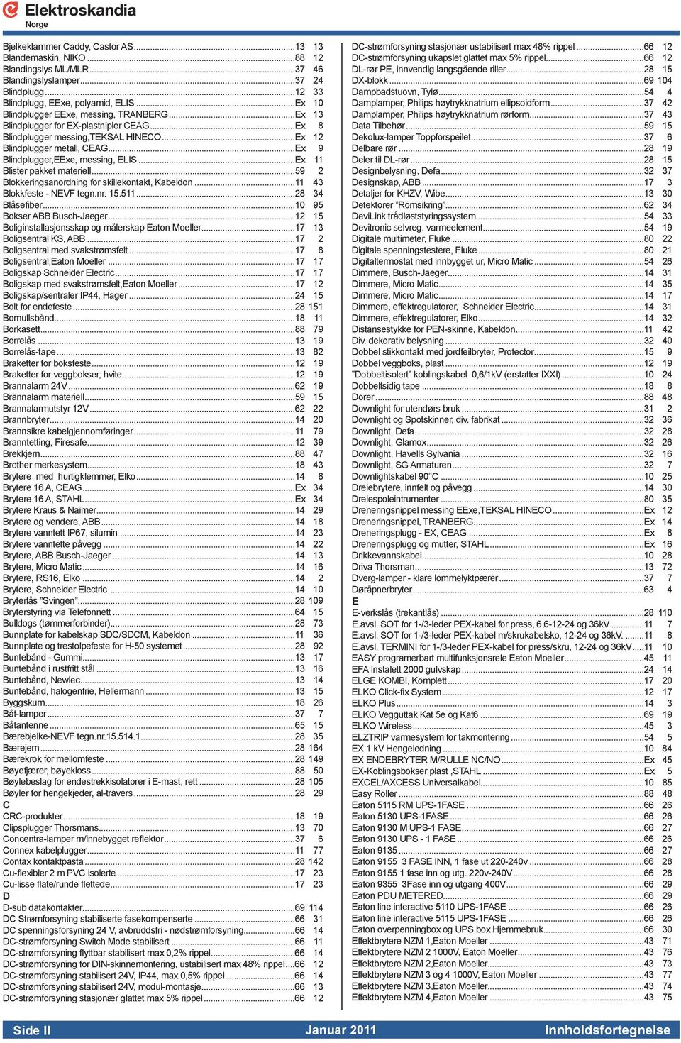 ..Ex 9 Blindplugger,EExe, messing, ELIS...Ex 11 Blister pakket materiell...59 2 Blokkeringsanordning for skillekontakt, Kabeldon...11 43 Blokkfeste - NEVF tegn.nr. 15.511...28 34 Blåsefiber.