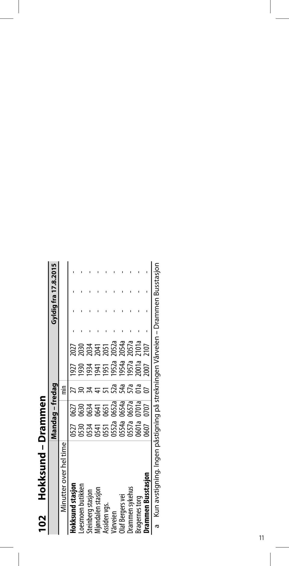 1934 2034 - - - - Mjøndalen stasjon 0541 0641 41 1941 2041 - - - - Åssiden vgs.