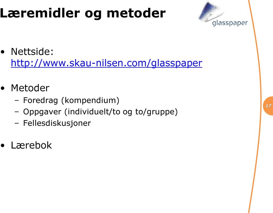 com/glasspaper Metoder Foredrag