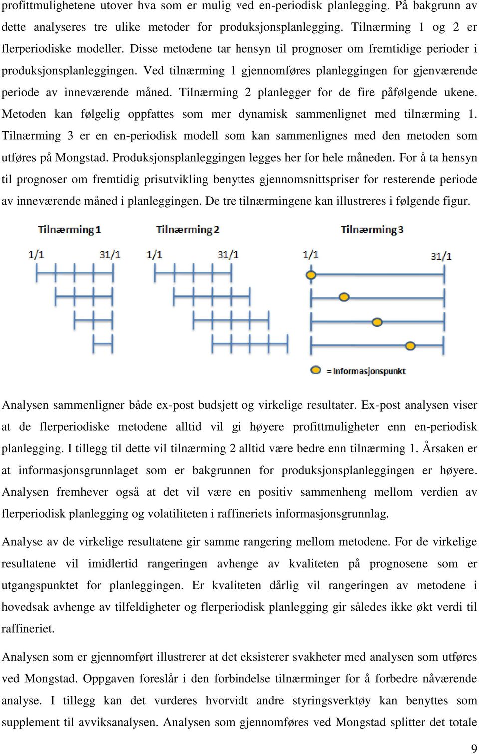 Tilnærming 2 planlegger for de fire påfølgende ukene. Metoden kan følgelig oppfattes som mer dynamisk sammenlignet med tilnærming 1.