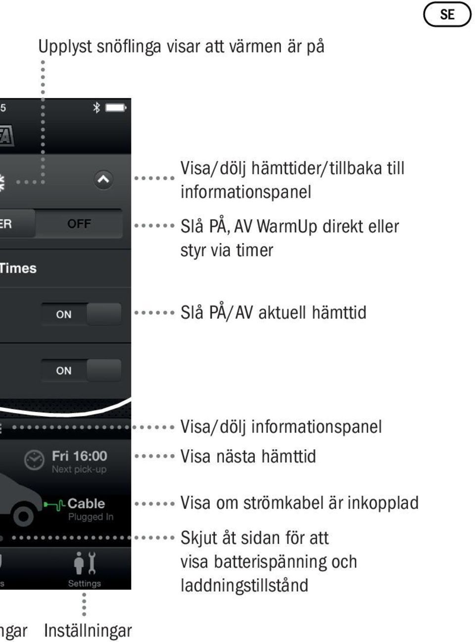 hämttid Visa/dölj informationspanel Visa nästa hämttid Visa om strömkabel är