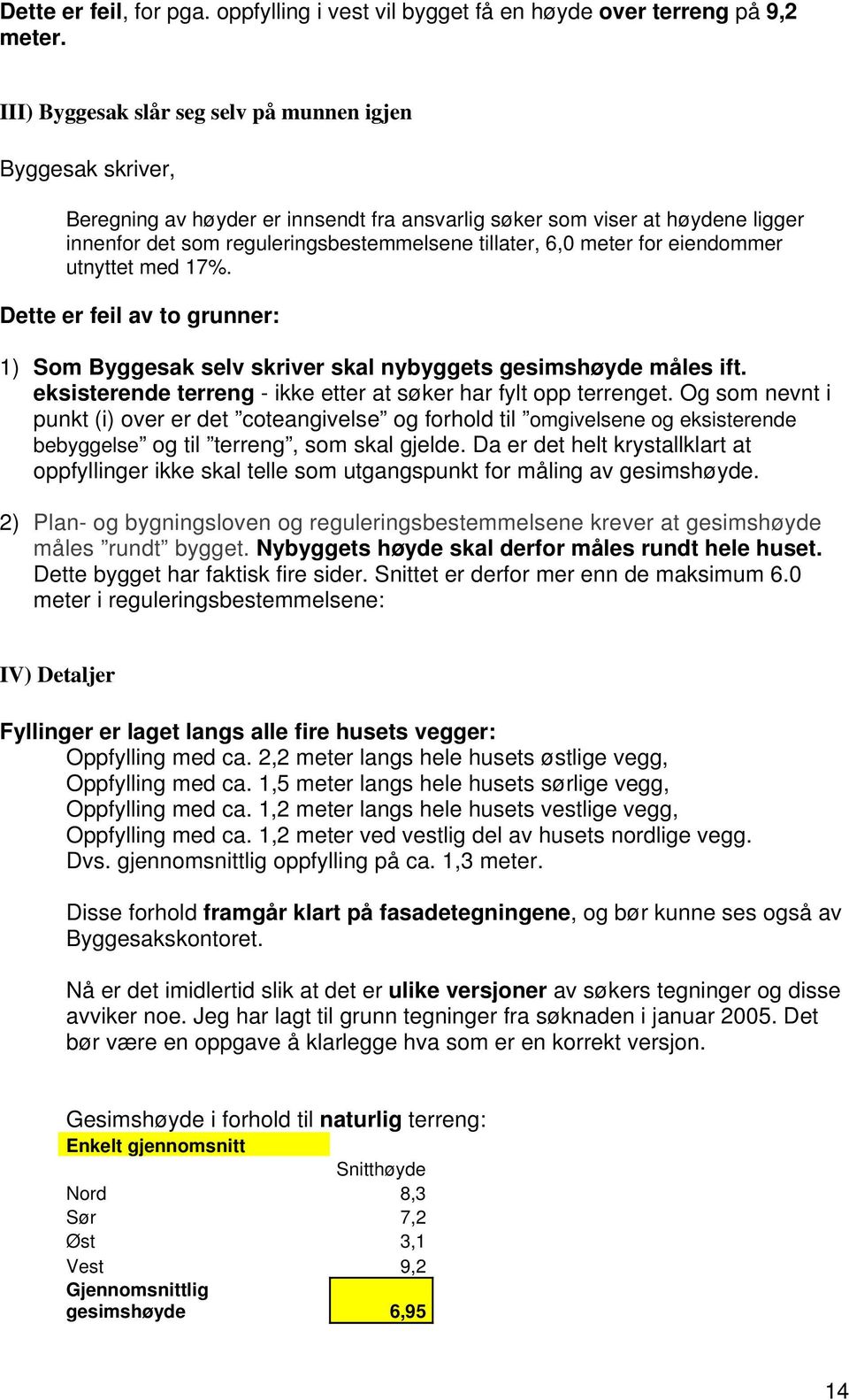 meter for eiendommer utnyttet med 17%. Dette er feil av to grunner: 1) Som Byggesak selv skriver skal nybyggets gesimshøyde måles ift.