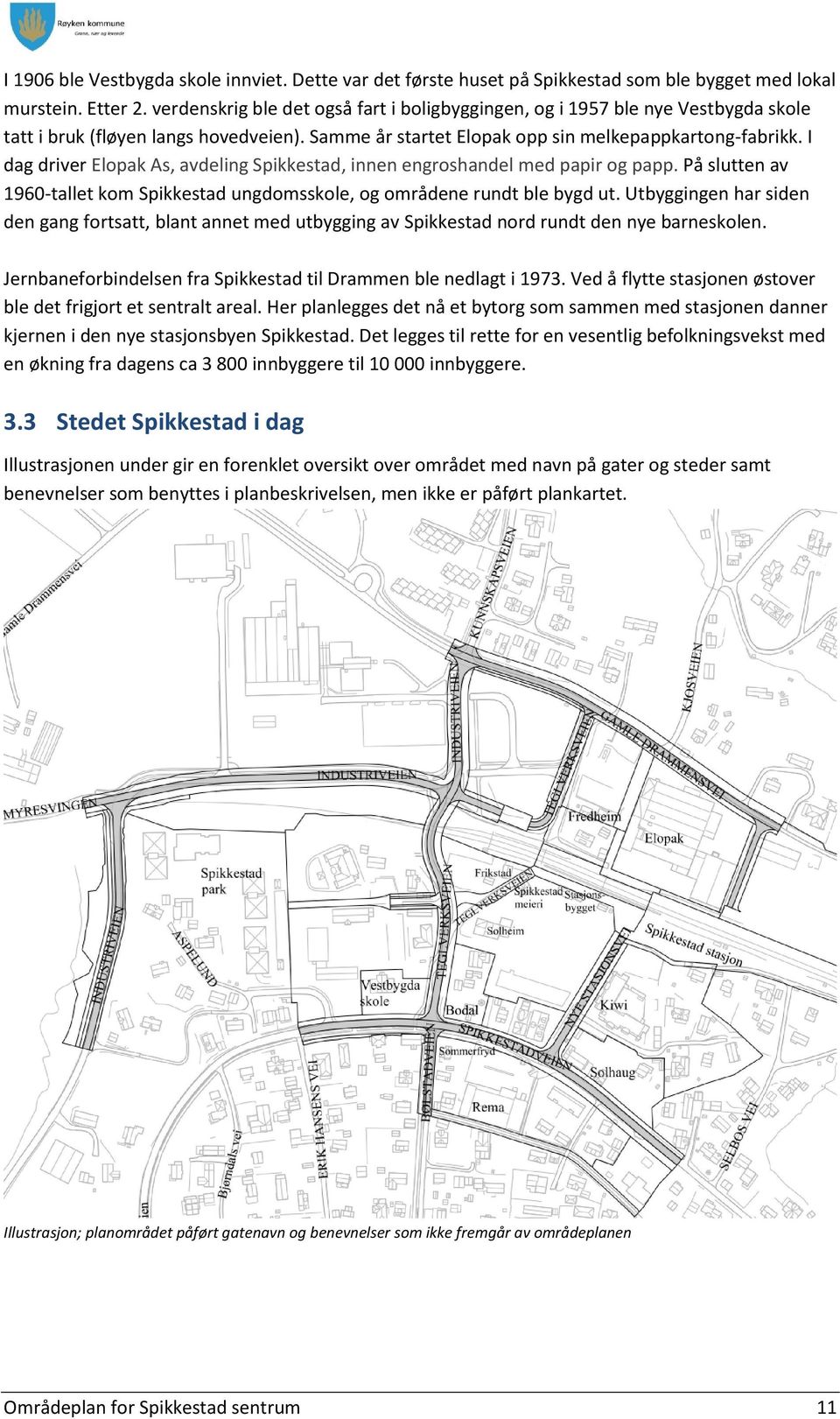 I dag driver Elopak As, avdeling Spikkestad, innen engroshandel med papir og papp. På slutten av 1960-tallet kom Spikkestad ungdomsskole, og områdene rundt ble bygd ut.