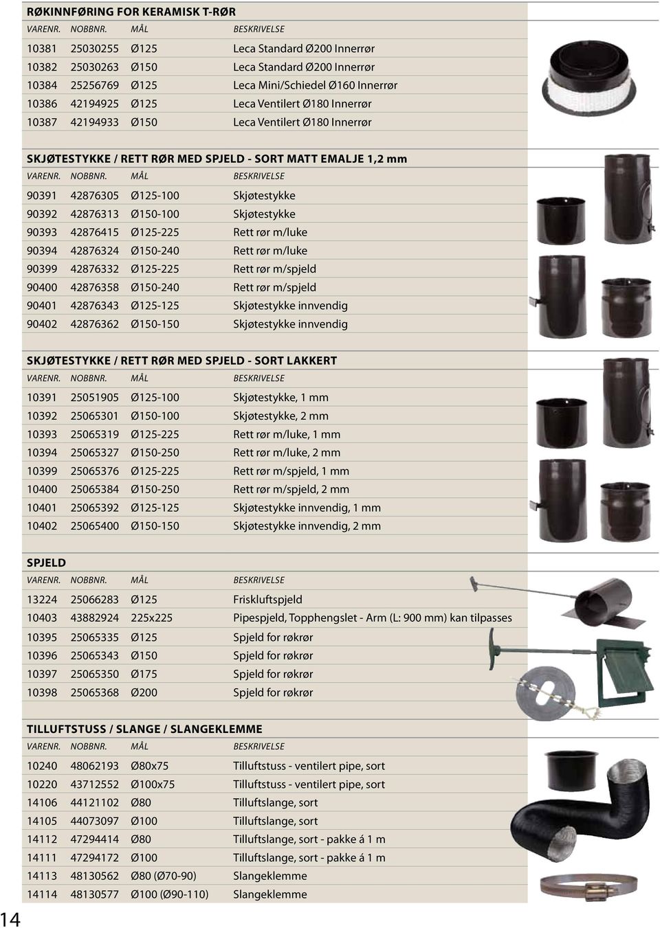 Skjøtestykke 90393 42876415 Ø125-225 Rett rør m/luke 90394 42876324 Ø150-240 Rett rør m/luke 903 42876332 Ø125-225 Rett rør m/spjel 90400 42876358 Ø150-240 Rett rør m/spjel 90401 42876343 Ø125-125