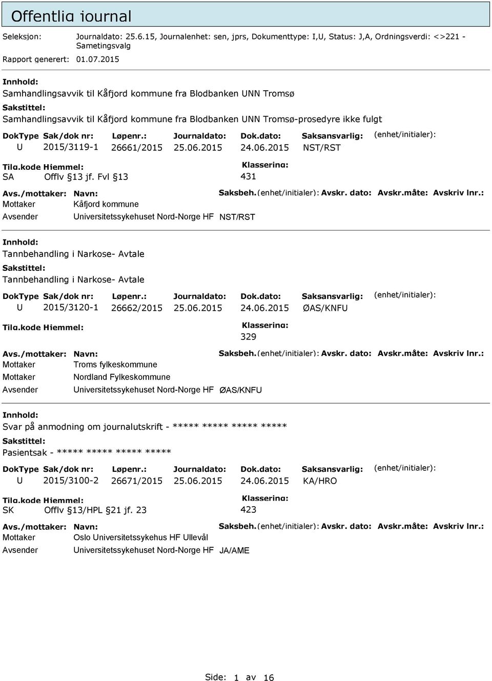 Fvl 13 431 Avs./mottaker: Navn: Saksbeh. Avskr. dato: Avskr.måte: Avskriv lnr.