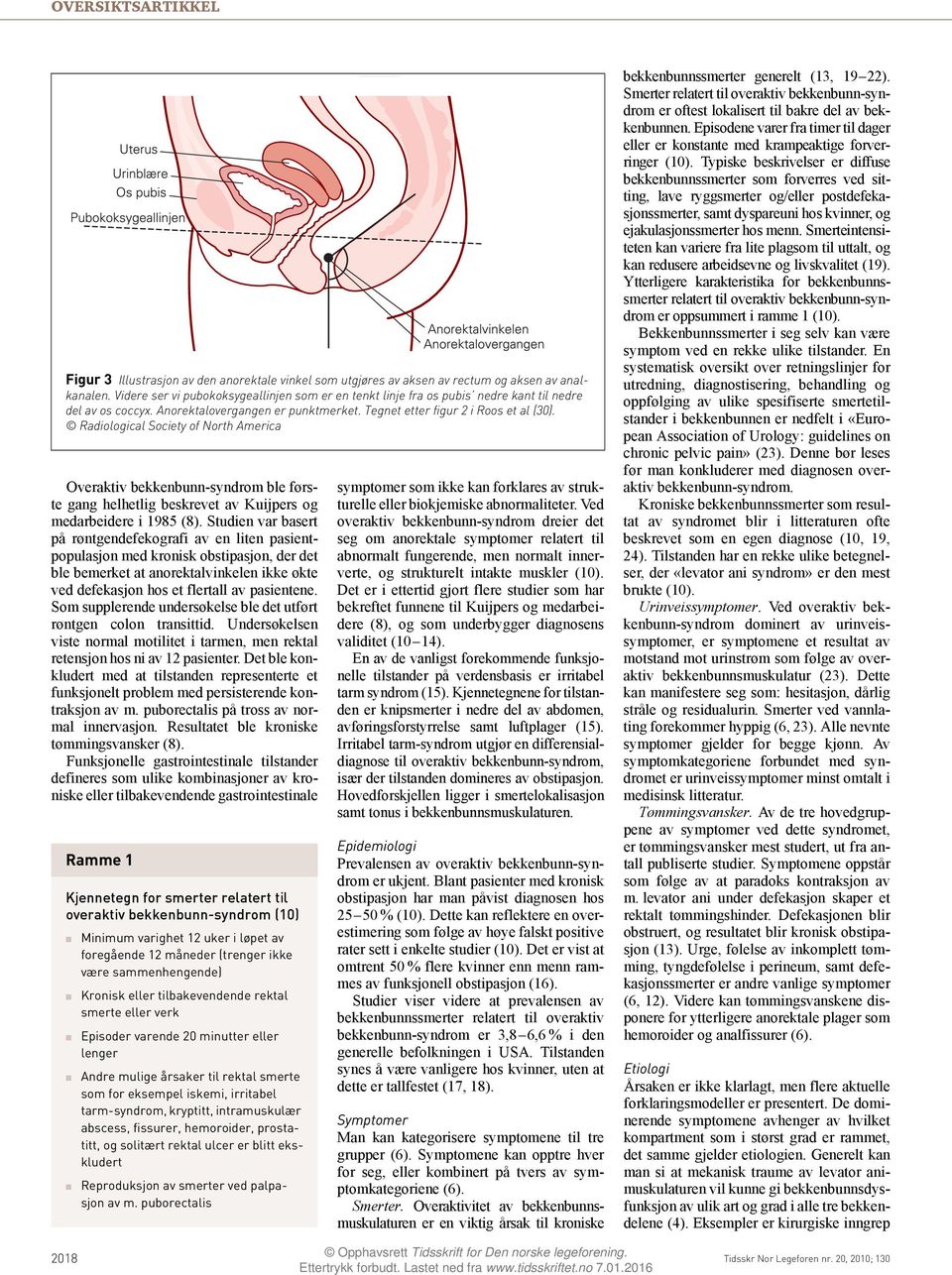 Radiological Society of North America Overaktiv bekkenbunn-syndrom ble første gang helhetlig beskrevet av Kuijpers og medarbeidere i 1985 (8).