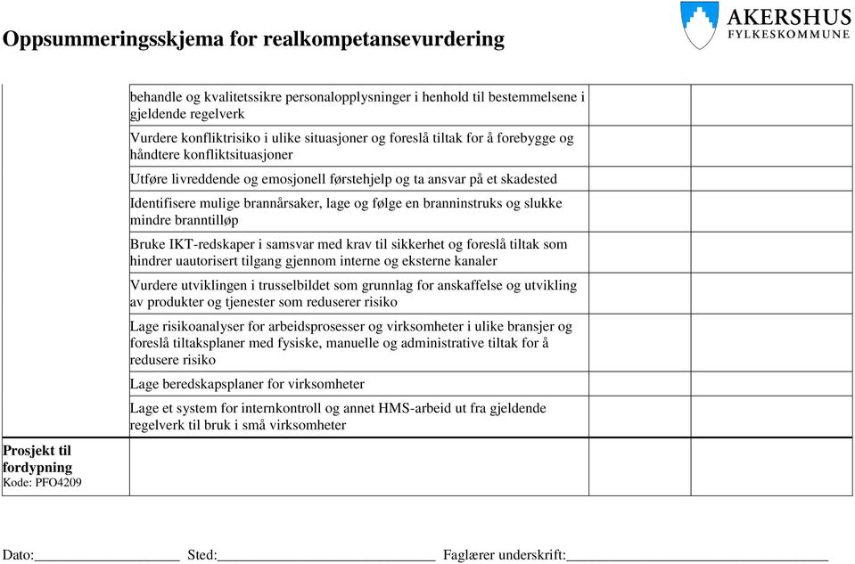 mindre branntilløp Bruke IKT-redskaper i samsvar med krav til sikkerhet og foreslå tiltak som hindrer uautorisert tilgang gjennom interne og eksterne kanaler Vurdere utviklingen i trusselbildet som