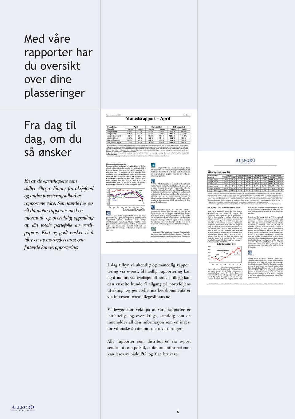 Kort og godt ønsker vi å tilby en av markedets mest omfattende kunderapportering.