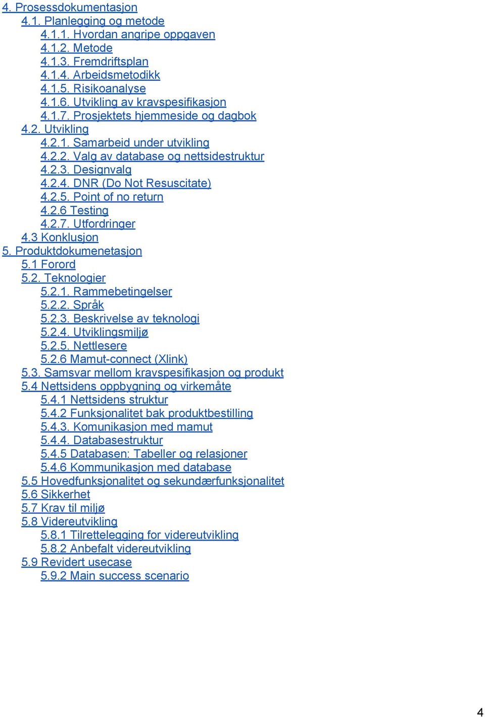 2.5. Point of no return 4.2.6 Testing 4.2.7. Utfordringer 4.3 Konklusjon 5. Produktdokumenetasjon 5.1 Forord 5.2. Teknologier 5.2.1. Rammebetingelser 5.2.2. Språk 5.2.3. Beskrivelse av teknologi 5.2.4. Utviklingsmiljø 5.