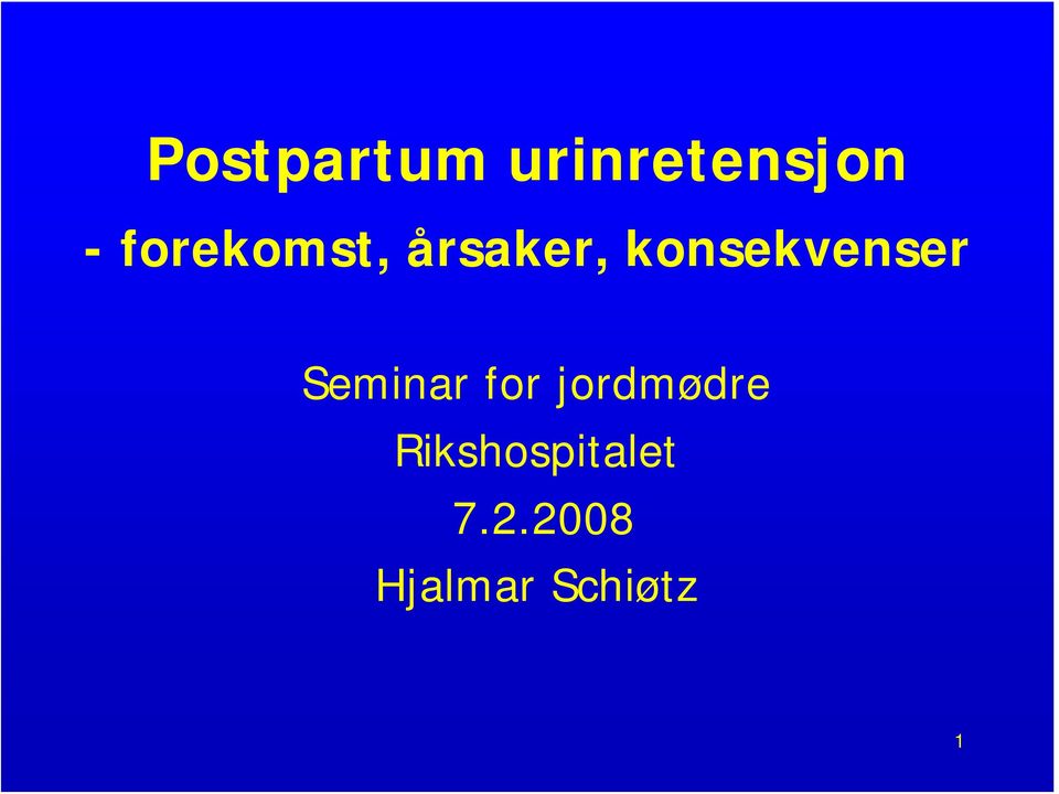 konsekvenser Seminar for