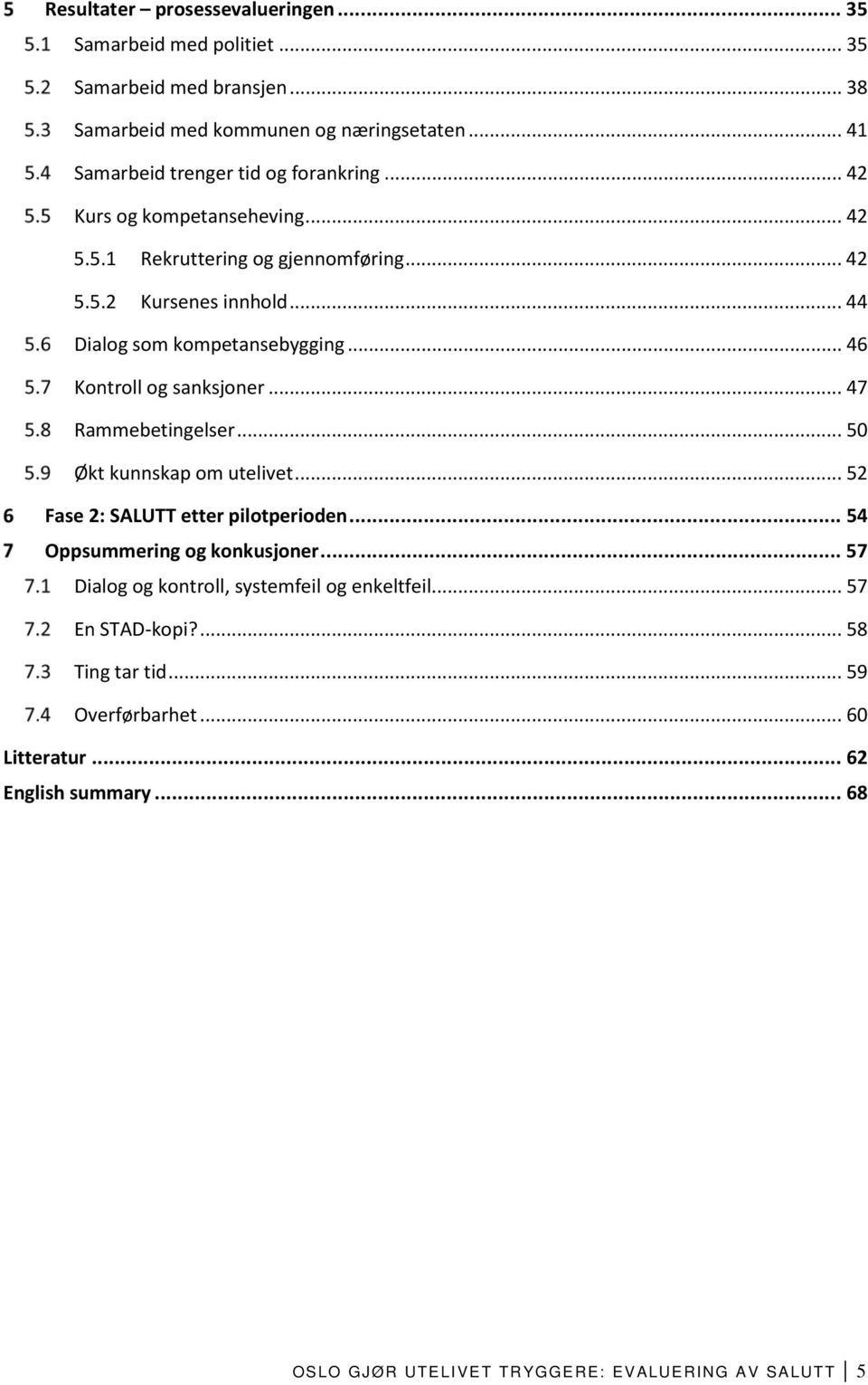 .. 44 Dialog som kompetansebygging... 46 Kontroll og sanksjoner... 47 Rammebetingelser... 50 Økt kunnskap om utelivet... 52 Fase 2: SALUTT etter pilotperioden.