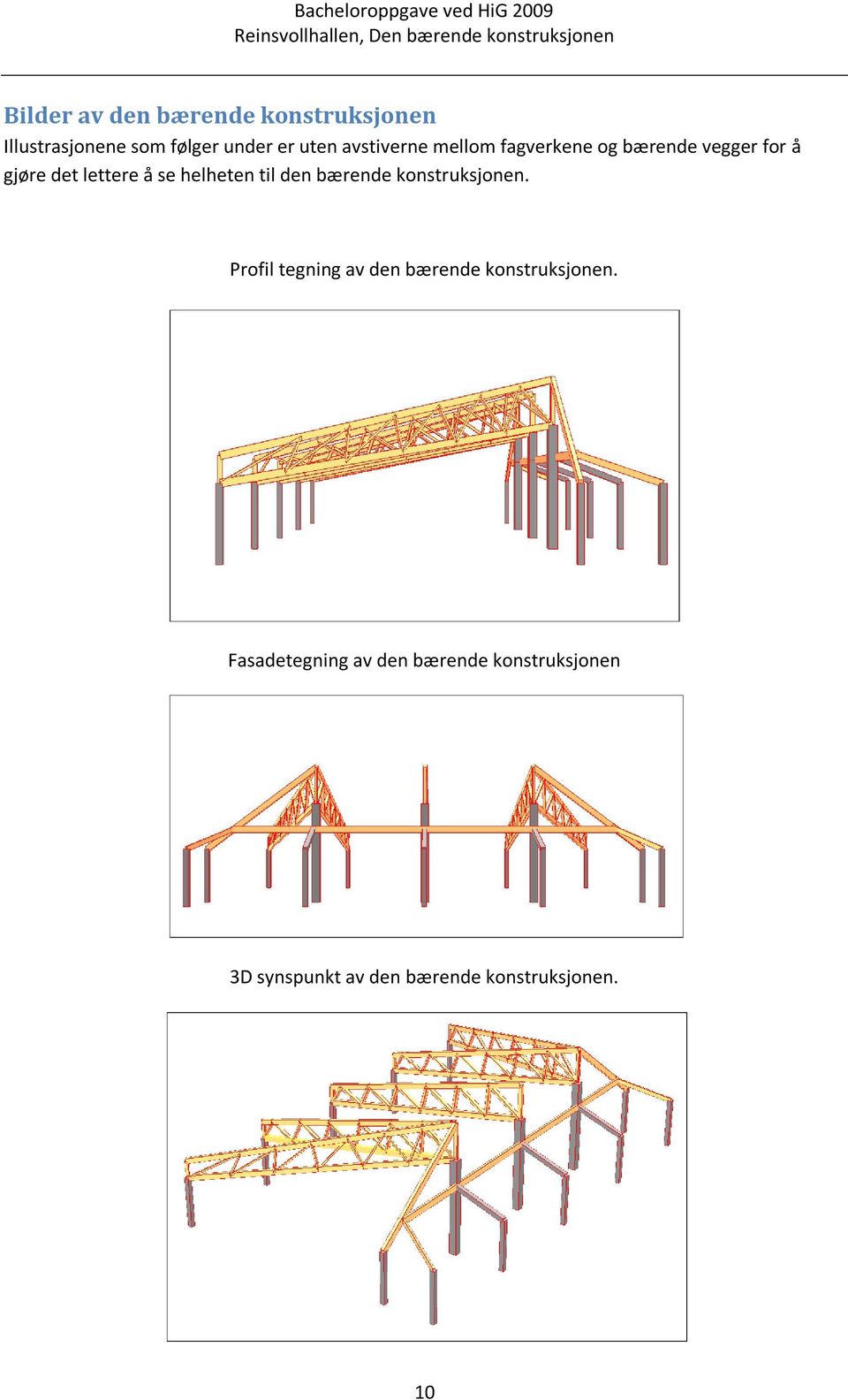 vegger for å gjøre det lettere å se helheten til den bærende konstruksjonen.