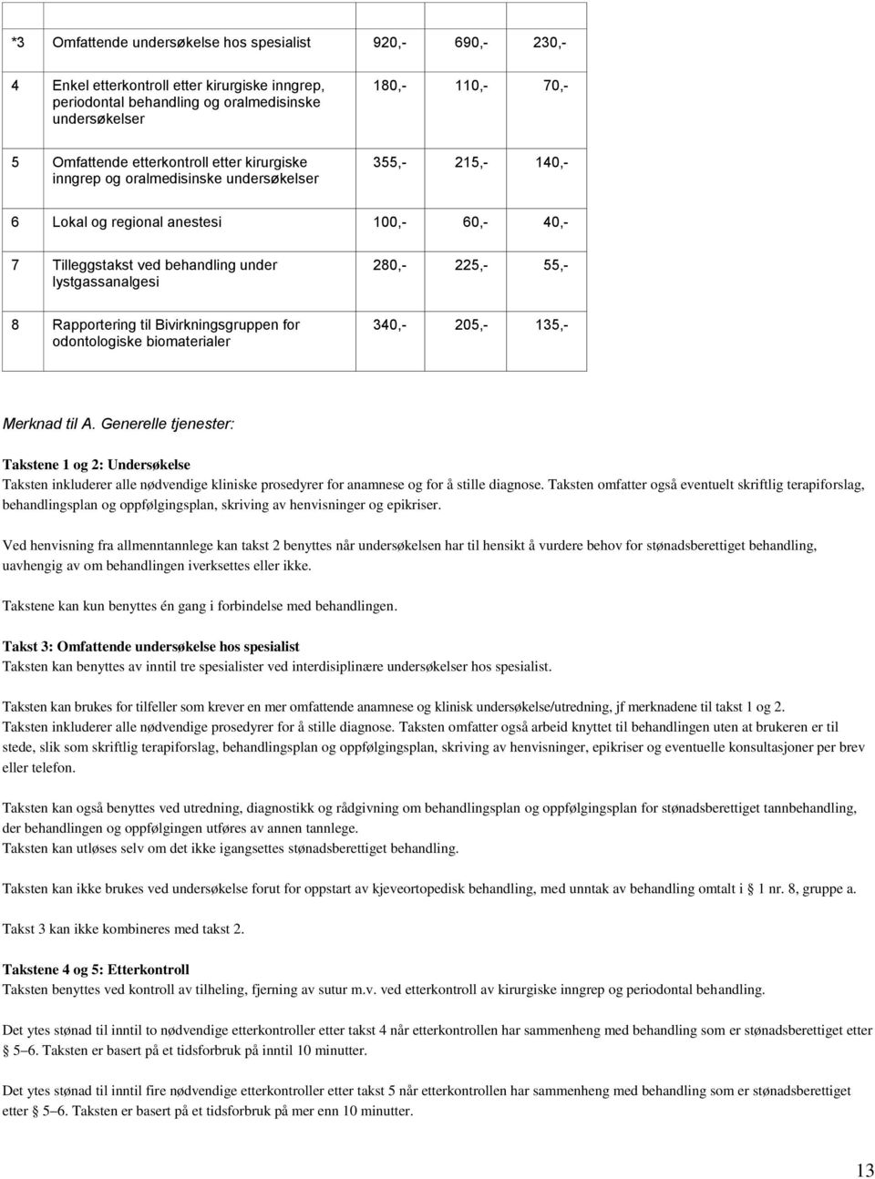 55,- 8 Rapportering til Bivirkningsgruppen for odontologiske biomaterialer 340,- 205,- 135,- Merknad til A.