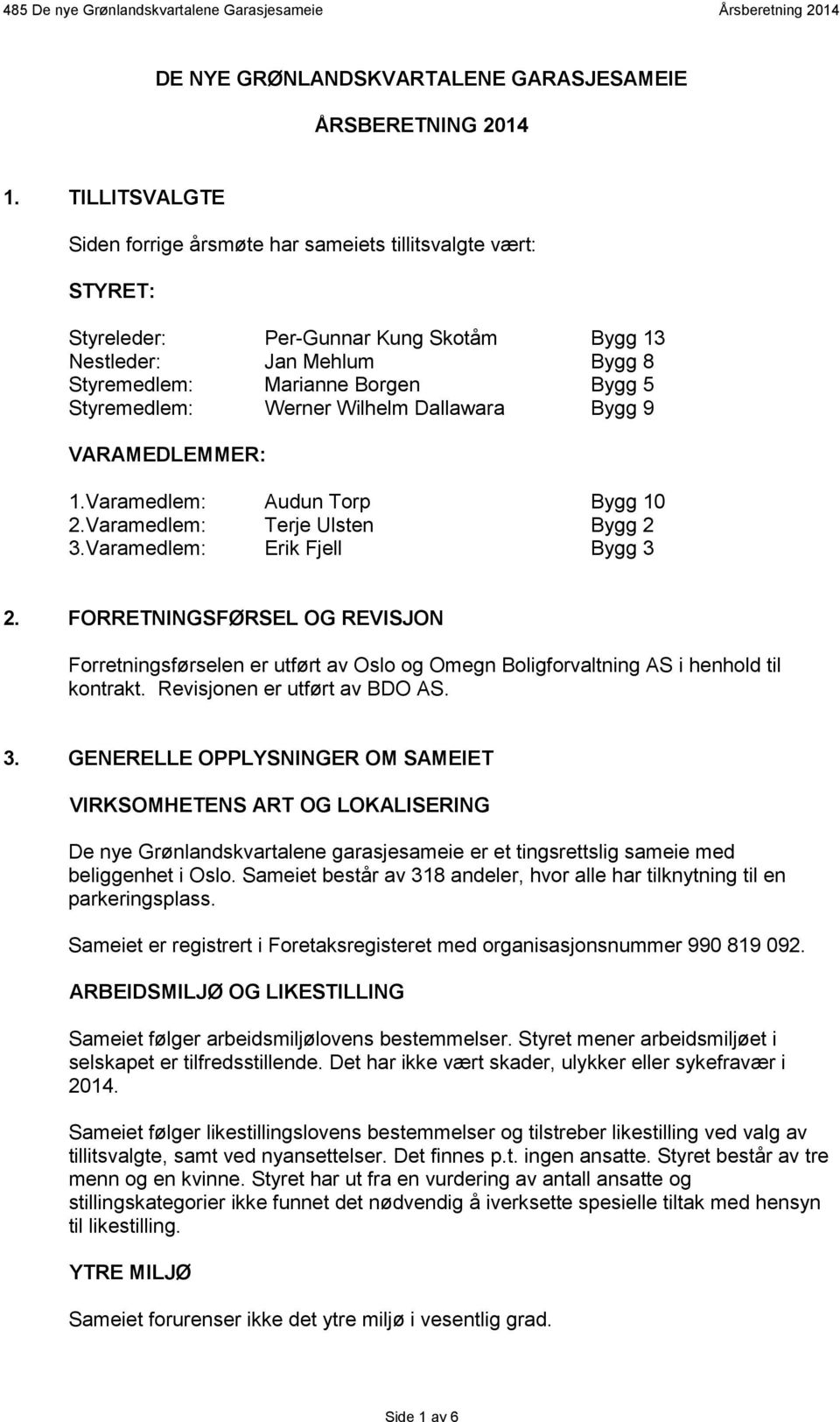 Werner Wilhelm Dallawara Bygg 9 VARAMEDLEMMER: 1.Varamedlem: Audun Torp Bygg 10 2.Varamedlem: Terje Ulsten Bygg 2 3.Varamedlem: Erik Fjell Bygg 3 2.