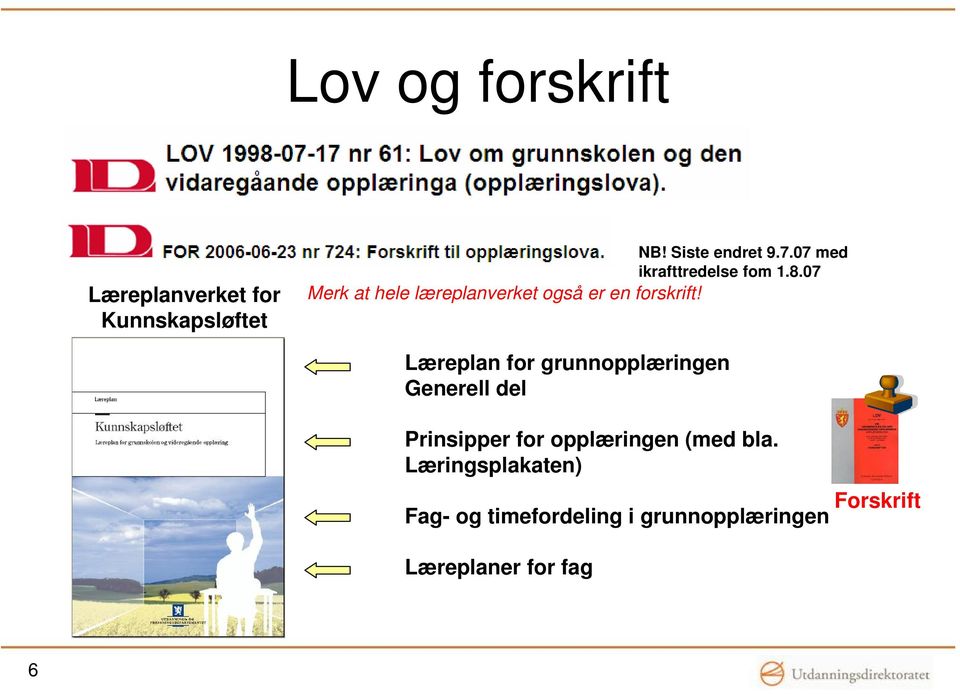 07 Merk at hele læreplanverket også er en forskrift!