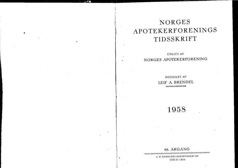 A. BRENDEL GENERALSEKRE'I'.ÆR 1958 66.