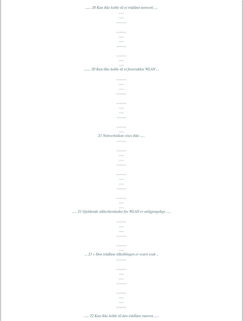 .. 21 Nettverksikon vises ikke 21 Gjeldende sikkerhetskoder for