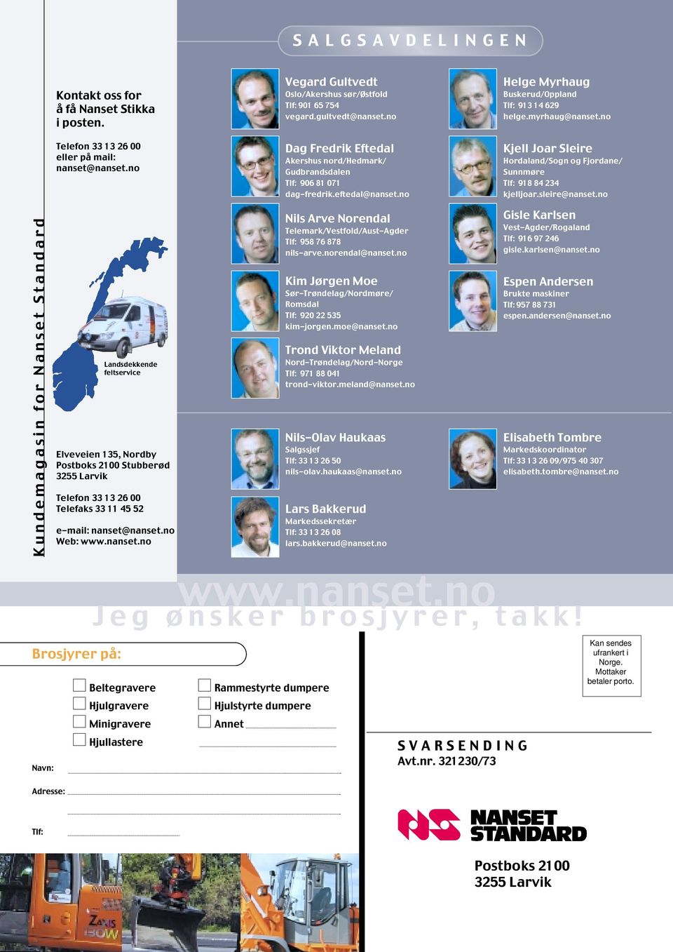 no Kjell Joar Sleire Hordaland/Sogn og Fjordane/ Sunnmøre Tlf: 918 84 234 kjelljoar.sleire@nanset.