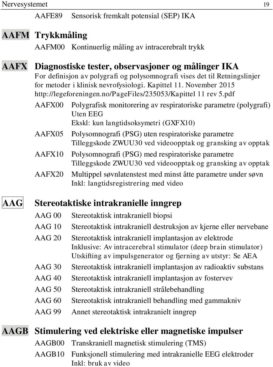 pdf AAFX00 AAFX05 AAFX10 AAFX20 Polygrafisk monitorering av respiratoriske parametre (polygrafi) Uten EEG Ekskl: kun langtidsoksymetri (GXFX10) Polysomnografi (PSG) uten respiratoriske parametre