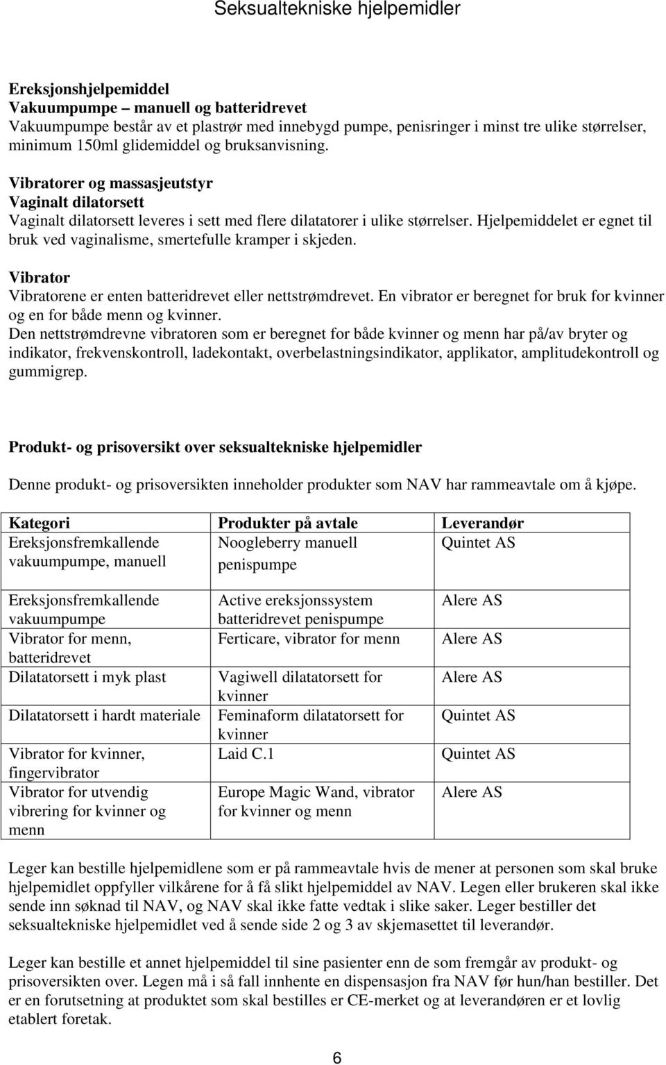 Hjelpemiddelet er egnet til bruk ved vaginalisme, smertefulle kramper i skjeden. Vibrator Vibratorene er enten batteridrevet eller nettstrømdrevet.