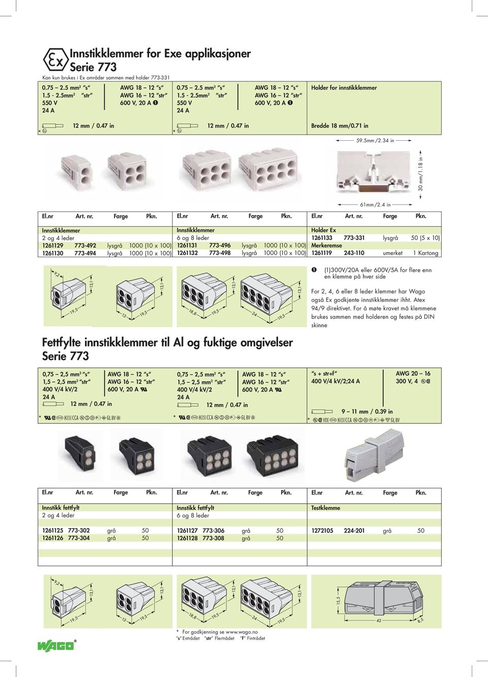 47 in * * * * * Bredde 18 mm/0.71 in 59.5mm /2.34 in 61mm /2.4 in 30 mm/1.