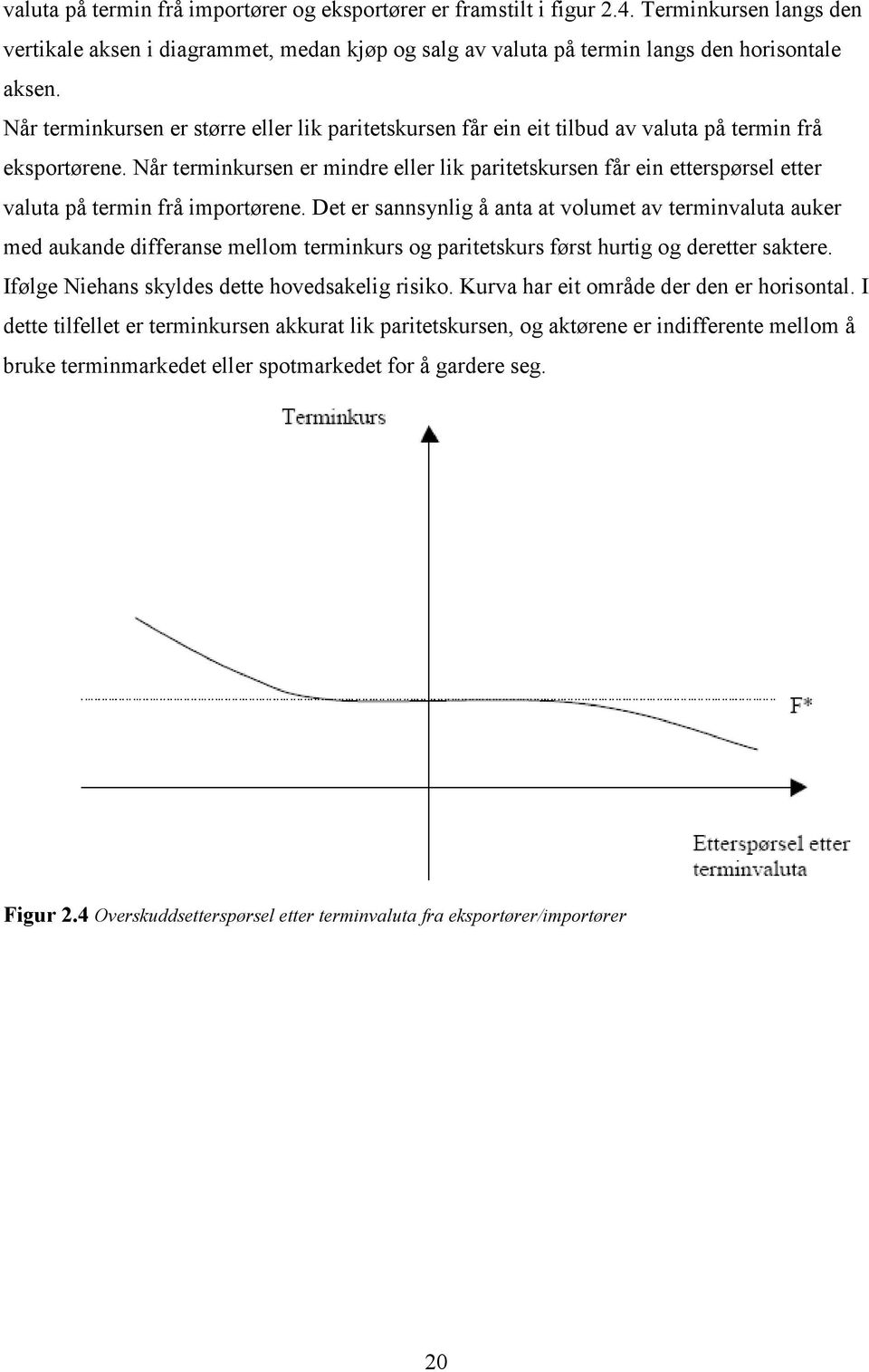 Når terminkursen er mindre eller lik paritetskursen får ein etterspørsel etter valuta på termin frå importørene.