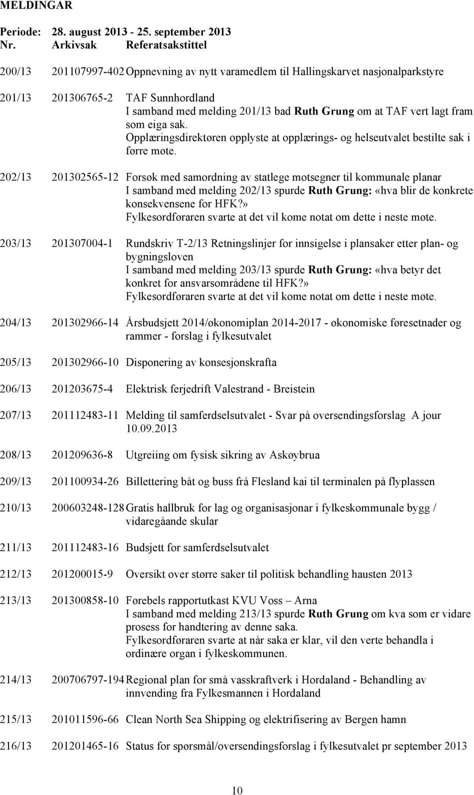 at TAF vert lagt fram som eiga sak. Opplæringsdirektøren opplyste at opplærings- og helseutvalet bestilte sak i førre møte.