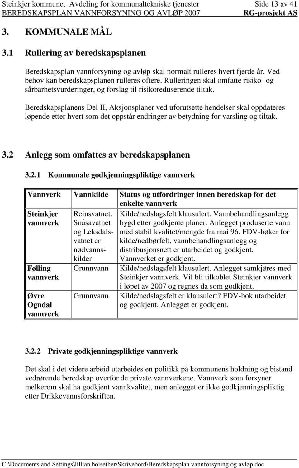 Beredskapsplanens Del II, Aksjonsplaner ved uforutsette hendelser skal oppdateres løpende etter hvert som det oppstår endringer av betydning for varsling og tiltak. 3.