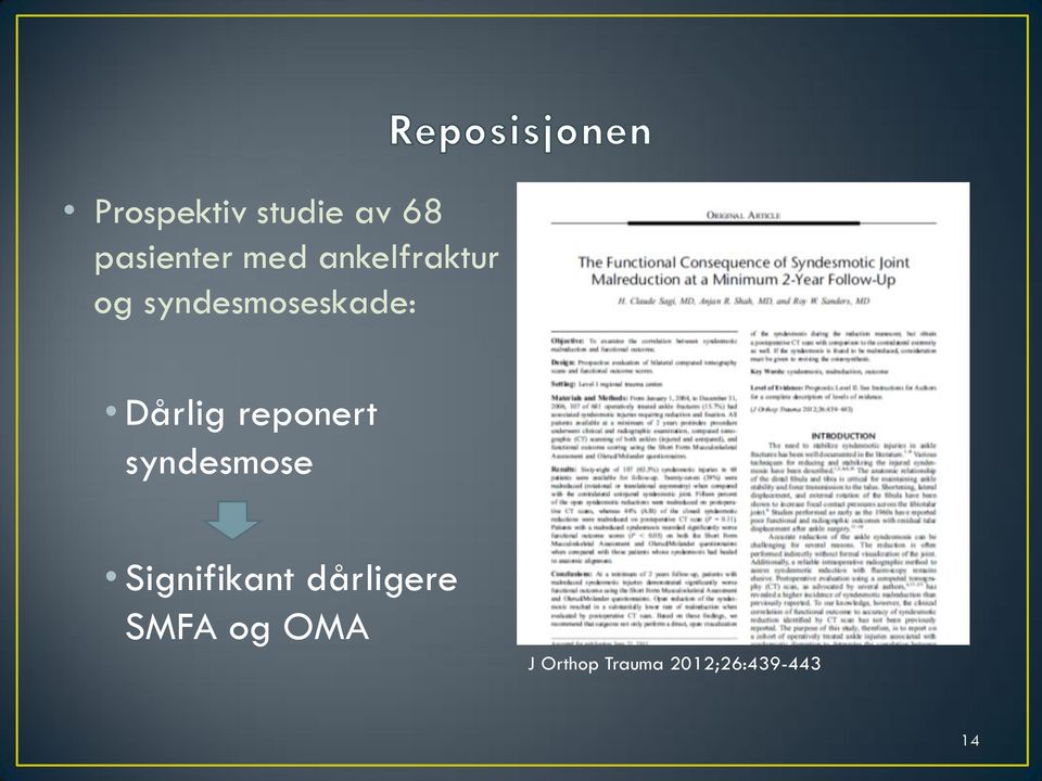 reponert syndesmose Signifikant dårligere