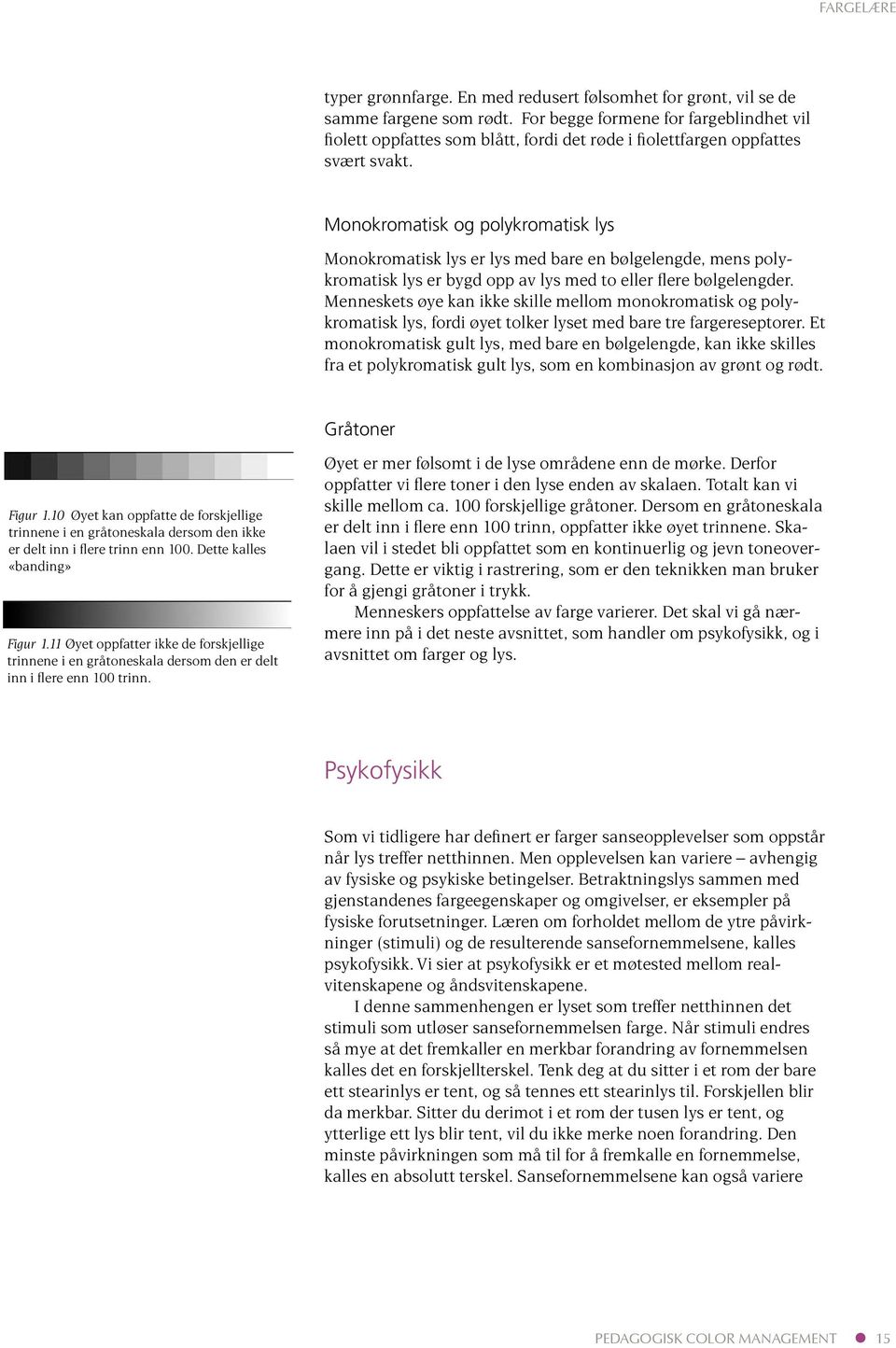 Monokromatisk og polykromatisk lys Monokromatisk lys er lys med bare en bølgelengde, mens polykromatisk lys er bygd opp av lys med to eller flere bølgelengder.