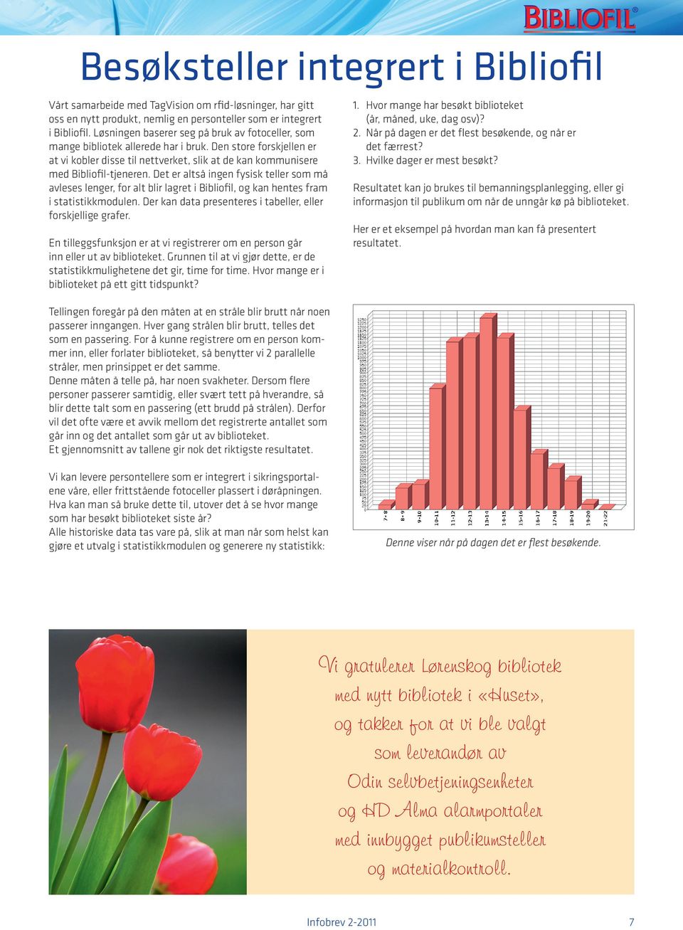 Det er altså ingen fysisk teller som må avleses lenger, for alt blir lagret i Bibliofil, og kan hentes fram i statistikkmodulen. Der kan data presenteres i tabeller, eller forskjellige grafer.