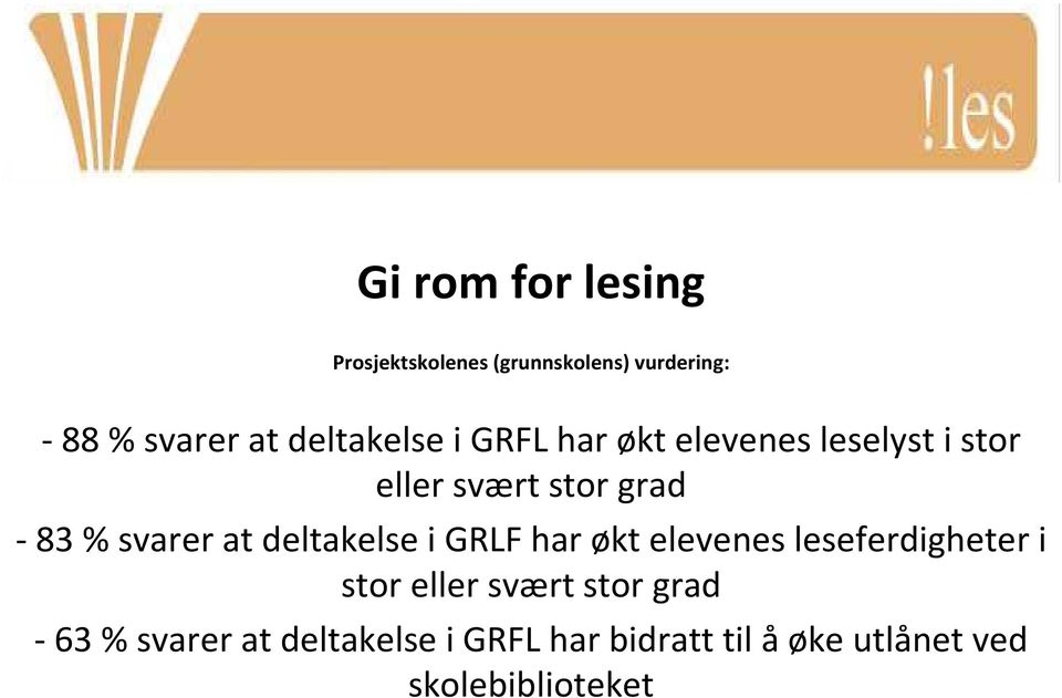 svarer at deltakelse i GRLF har økt elevenes leseferdigheter i stor eller svært