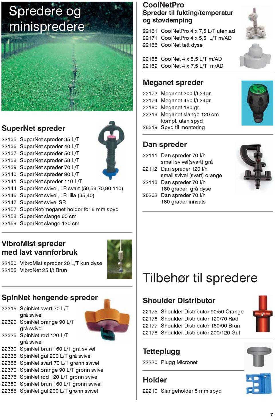 22137 SuperNet spreder 50 L/T 22138 SuperNet spreder 58 L/T 22139 SuperNet spreder 70 L/T 22140 SuperNet spreder 90 L/T 22141 SuperNet spreder 110 L/T 22144 SuperNet svivel, LR svart