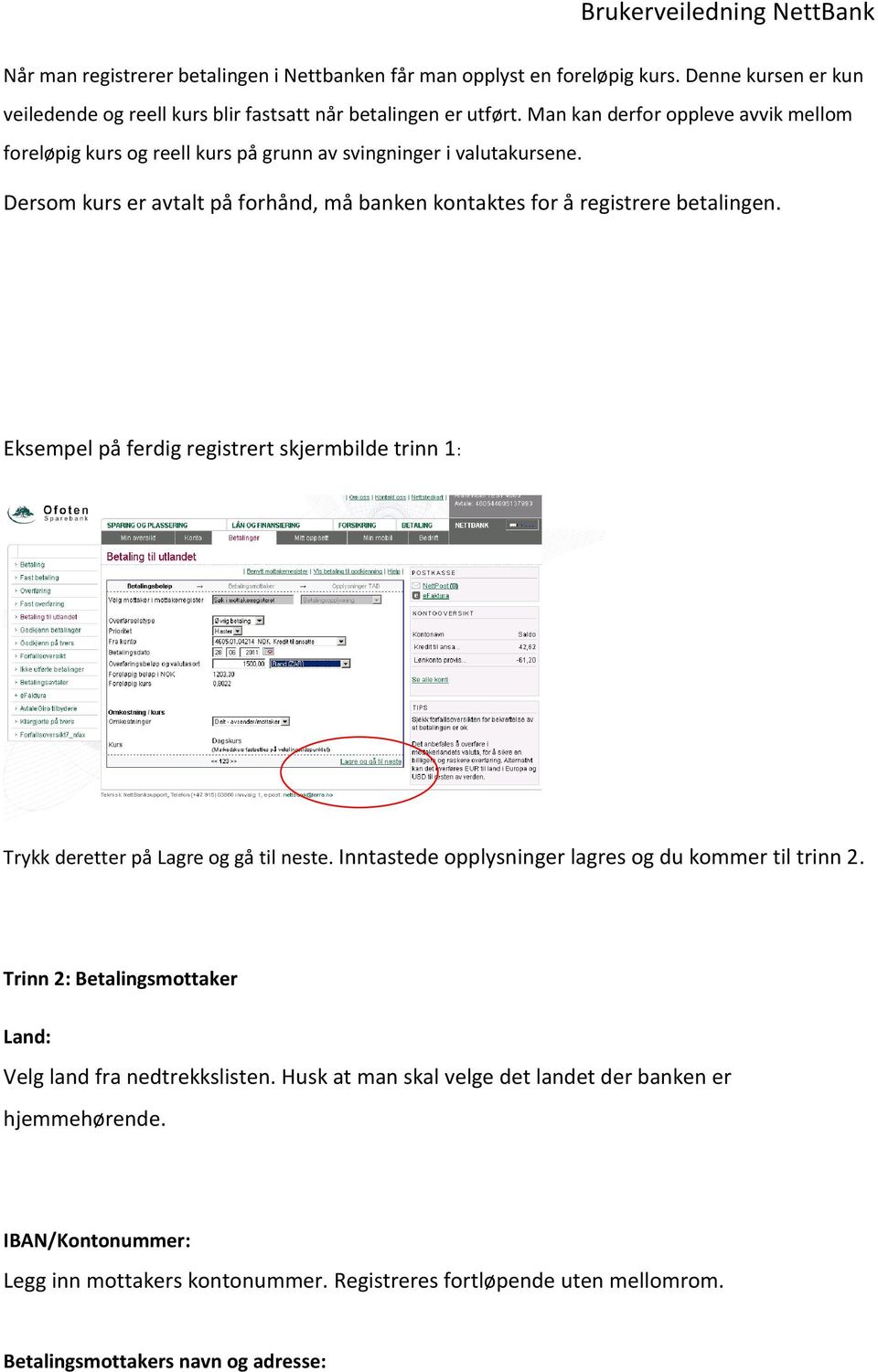 Eksempel på ferdig registrert skjermbilde trinn 1: Trykk deretter på Lagre og gå til neste. Inntastede opplysninger lagres og du kommer til trinn 2.