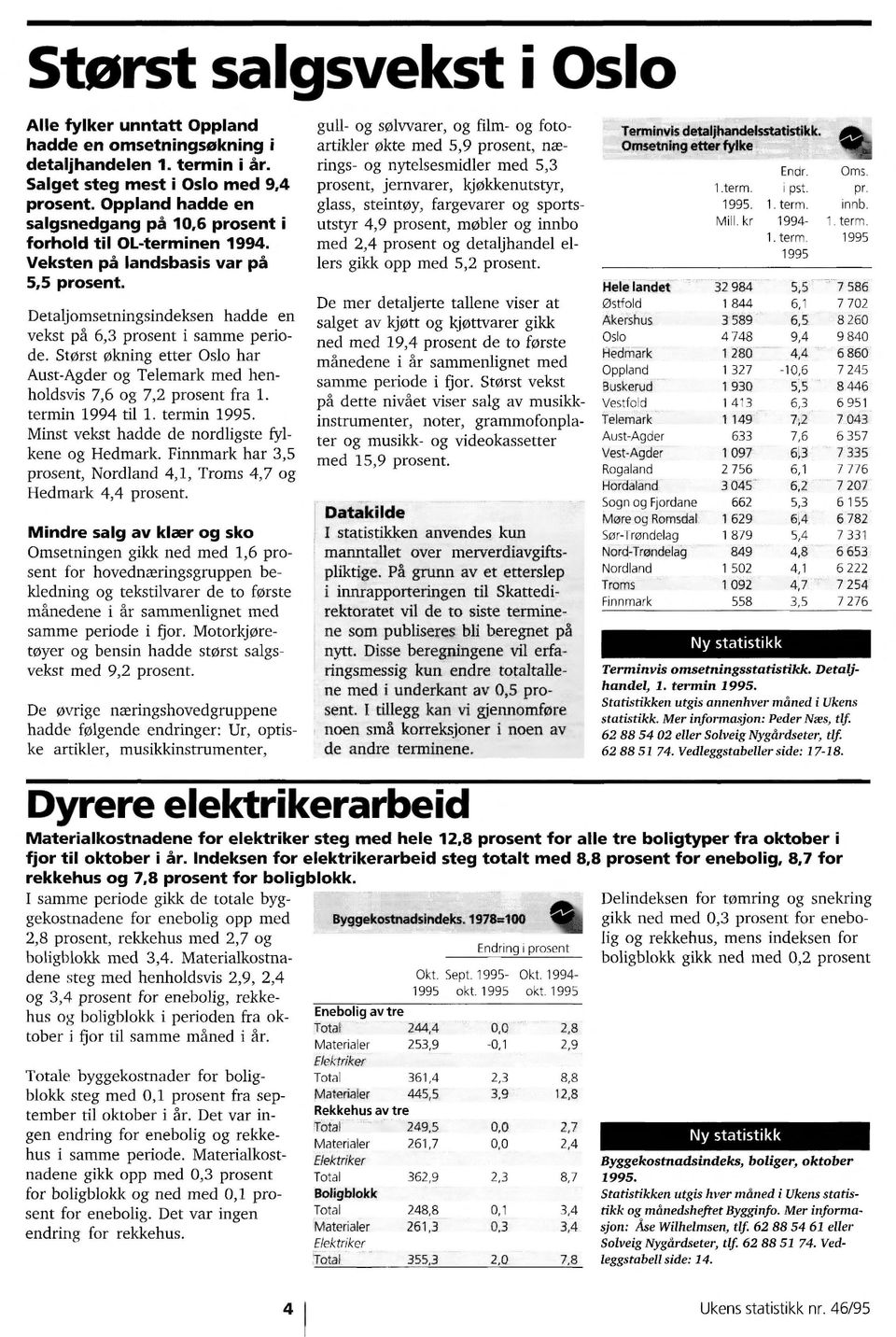 og fotoartikler økte med 5,9 prosent, nærings- og nytelsesmidler med 5,3 prosent, jernvarer, kjøkkenutstyr, glass, steintøy, fargevarer og sports- Endr Oms 1term i pst pr 1 term innb utstyr 4,9